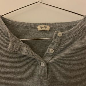 John Galt henley ribbed tight long sleeve shirt